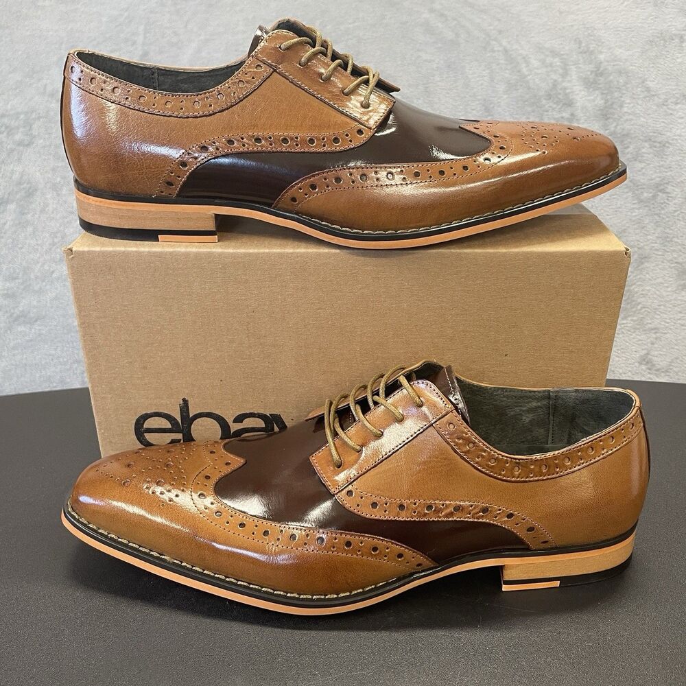 STACY ADAMS TINSLEY Wingtip Oxford Mens 10 TAN MULTI 25092-238 Brown Leather